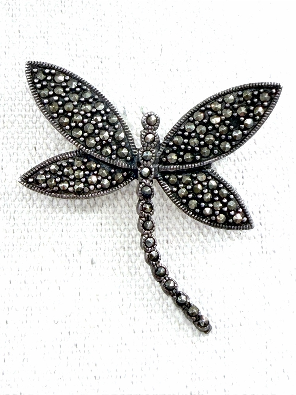 CFJ Manufacturing 925 Sterling Silver Marcasite 
Dragonfly Pin Brooch Jewelry